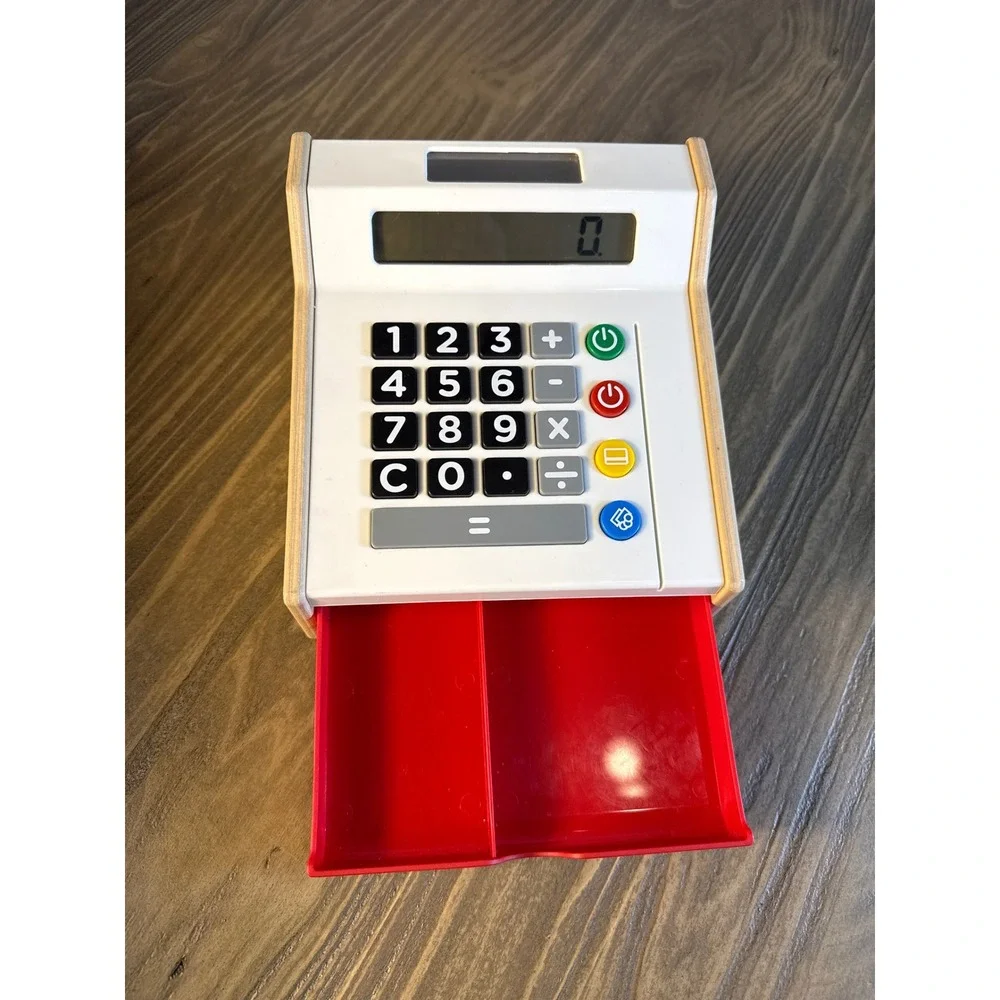 IKEA DUKTIG Toy Cash Register Kids White Solar Powered Educational Wood Works